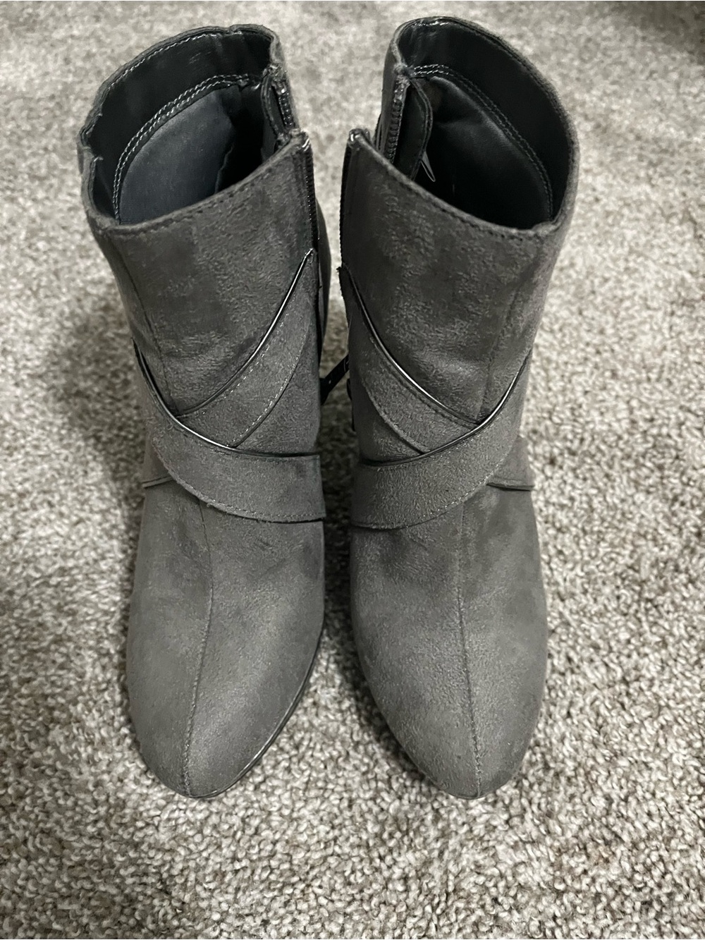 Women's Black Suede Ankle Boots with Wrap Detail